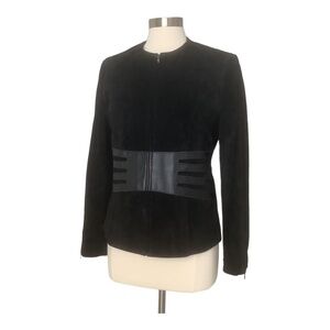 Pamela McCoy Black Genuine Suede Leather Full Zip Jacket S